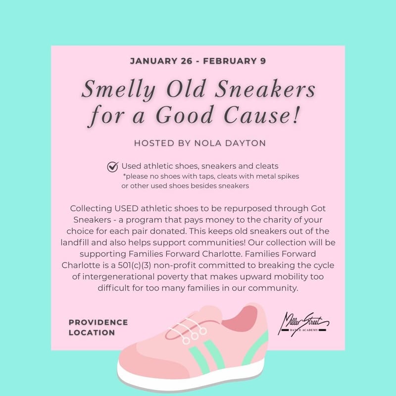 Sneaker Drive collection of recycled athletic shoes